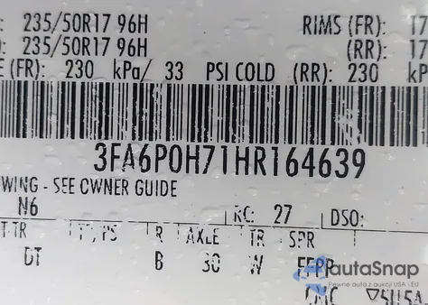 2017 Ford Fusion Se from USA, damaged, VIN 3FA6P0H71HR164639